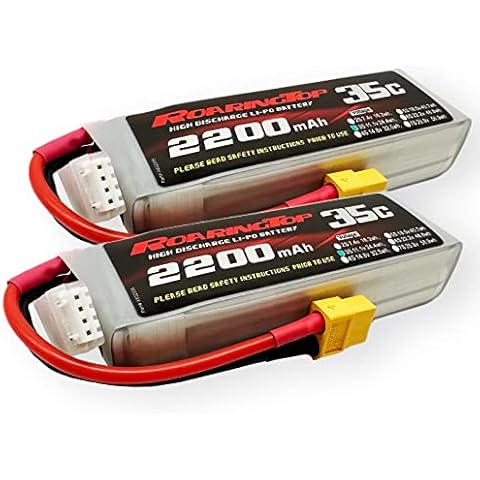 RoaringTop Lipo Battery 2200mAh 11.1V 3S 35C(Continous Discharge) with XT60 and Deans T for RC Plane RC Airplane RC Helicopter RC Car/Truck RC Boat (2 Packs) Cover