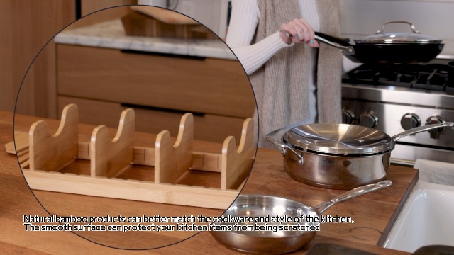 Amazon.co.jp: MinBoo フライパンラック キッチン 竹製 鍋収納ラック