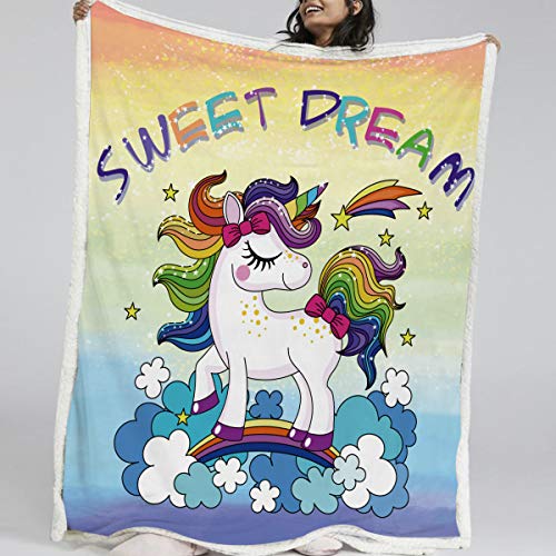 Blessliving Rainbow Unicorn Blanket Soft Warm Blanket For Bed Couch Sofa Kids Girls Lightweight Travelling Camping Throw (Throw, 50 X 60 Inches) #TOP29