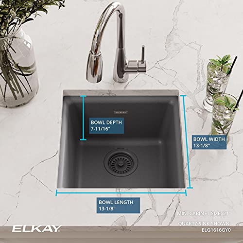 Elkay Elg1616Gy0 Quartz Classic Single Bowl Dual Mount Bar Sink, Dusk Gray #TOP3