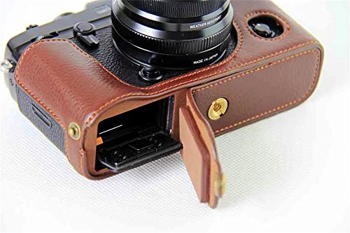 X-Pro2 X-Pro3 Case, Bolinus Handmade Genuine Real Leather Half Camera Case Bag Cover For Fuji X-Pro 2 Fujifilm X-Pro2 X-Pro3 Xpro3 Bottom Opening Version + Neck Strap + Mini Storage Bag - Brown #TOP2