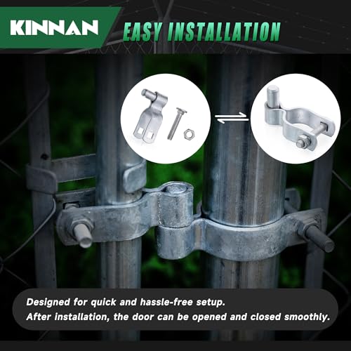 Image of KINNAN 1-5 /8 inch Chain Link Fence Gate Male Hinge, Heavy Duty Galvanized Steel, Gate Hinges with Bolts and Nuts, Durable Fence Hardware for Secure and Long Lasting, Easy Installation (2 Pack)