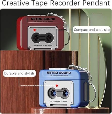Image of Mini Retro Tape Keychain Sound Mini, Portable Gift, Keyring for Bag, Car and Bike