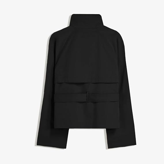 Women's Cropped Trench Coat Double Breasted Short Jacket High Collar Fall Winter Coats Trendy Outfit with Belt