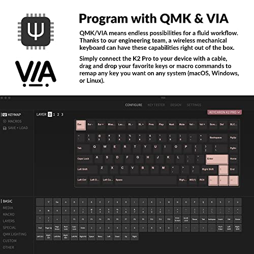 Keychron K2 Pro Wireless & Wired Rgb Custom Mechanical Keyboard With Hot-Swappable K Pro Brown Switch, Qmk/Via Programmable Macro, 75% Layout Aluminum Frame Keyboard For Mac Windows Linux #TOP1
