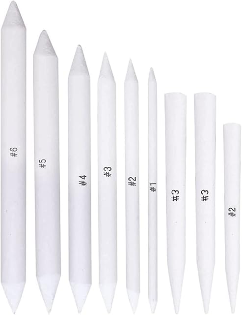 9 Pieces Assorted Sized Blending Stumps and Tortillions, Paper Art Blenders, Art Pencils, Drawing Pencils for Artists Student Sketch Drawing Tools, Drawing Supplies for Drawing and Sketching