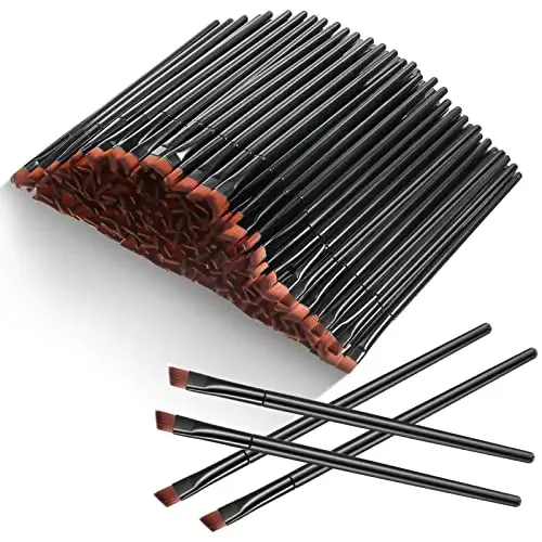200 Pieces Disposable Angled Eyebrow Brushes Bulk Brow Tint Brushes Eye Makeup Brush Eyeliner Brush Tinting for Women Girls Salon Beauty Cosmetic Make up Tool Esthetician Supplies (Black)