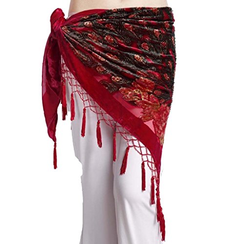 ZLTdream Women's Belly Dance Trangular Hip Scarf Grade Velvet