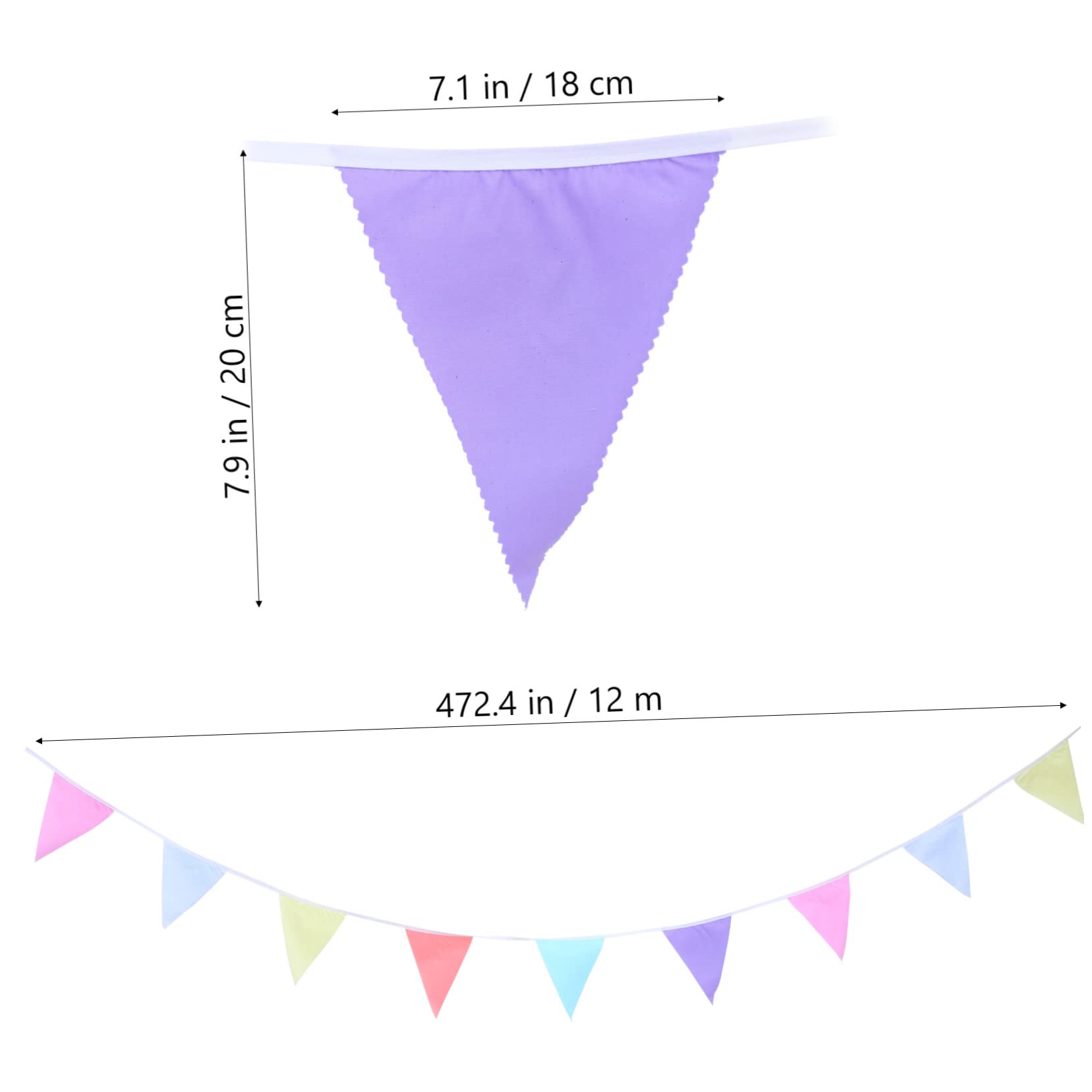 PRETYZOOM 12 Colorful Macaron Design Bunting Flags Cotton Fabric Triangle Banner Outdoor Party Decorative Birthday Celebration Bunting