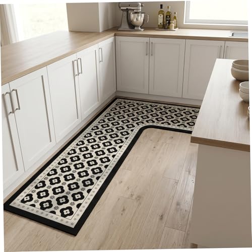 Tapis d'angle lavable en L avec surface résistante à l'eau et à l'huile