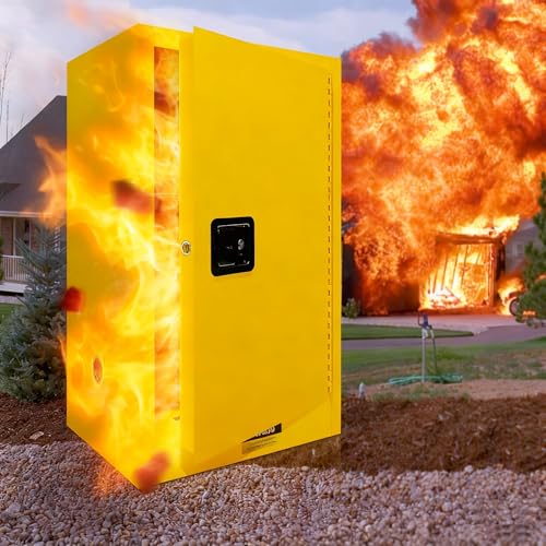30 Gallon Chemcial Safety Cabinet, 40''x25''x21'' Hazardous Storage Cabinet for Flammable Liquid, Galvanized Steel Flammable Cabinet with Adjustable Shelves, Commercial Industrial Lab Fire Safety