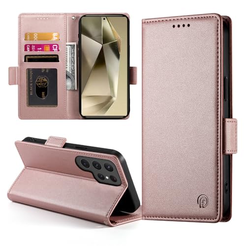 Étui rabat Samsung Galaxy S26 Ultra rose housse portefeuille magnétique