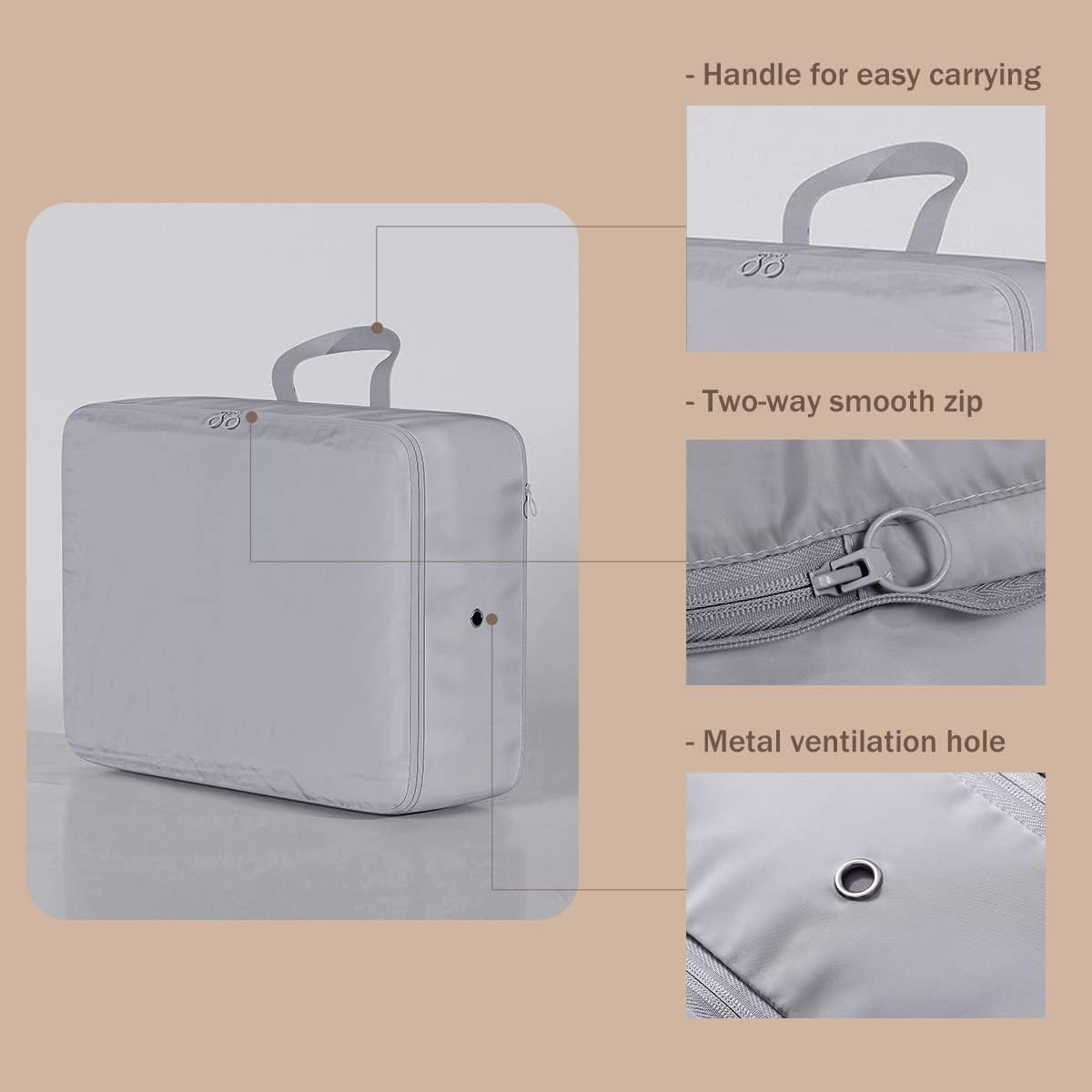 3 PCS Compression Packing Cubes for Suitcase Travel Luggage Organizer Bags Set Packing Organizers Compression Suitcase Bag Travel Essential Bag