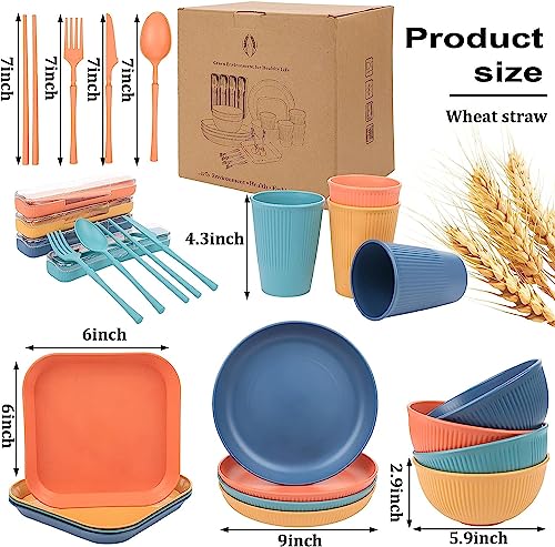 48Pcs Unbreakable Dinnerware Sets, Plastic Plates and Bowls Sets with Cups, Cutlery, Lightweight Reusable Party Dinner Plate Cutlery Set, Picnic Camping Dinner PP Sets for Kitchen Outdoor Party BBQ - Image 3