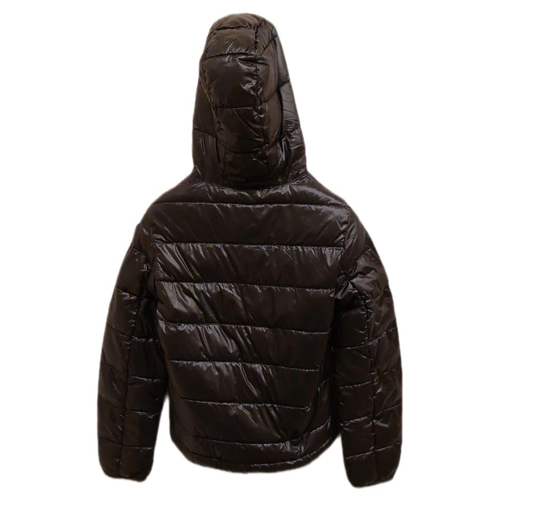 Blauer Caroll - Chaqueta Centogramas para niña, ajuste regular, negro, nailon brillante, impermeable con logotipo brillante, capucha fija