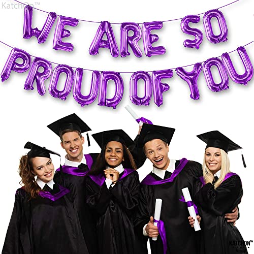 Image of KatchOn, We Are So Proud Of You Banner - 16 Inch, Purple Congratulations Balloons | Graduation Balloons for Congratulations Decorations | Graduation Banner for Purple Graduation Decorations 2026