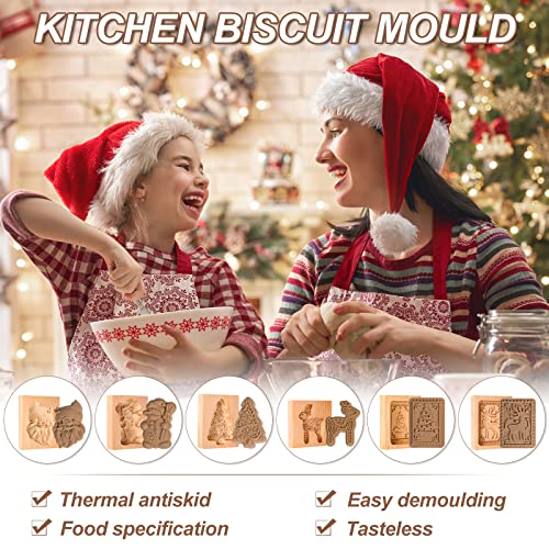 6 Pcs Wooden Cookie Molds Biscuit Carved Wooden Mould Diy Cookie Stamps Cookie Cutter Embossing Mold Funny 3D Press Cookie Mold For Valentine's Baking Tool, 6 Styles (Santa Claus) #TOP2