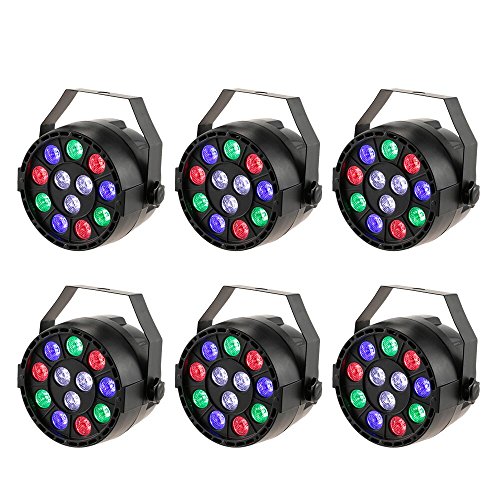 6pcs Lámpara de Escenario,Lixada DMX-512 Luces Discoteca de Proyector de Efecto,15W 12 LED Escenario Luces para KTV Navidad Fiesta Boda Discoteca(RGBW)