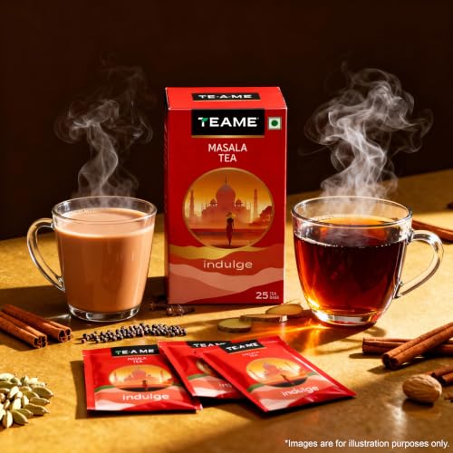 Image of TE-A-ME Indulge Masala Tea, 25 Bags (Pack of 4) | Masala Chai | Black Tea Bags 100 pieces