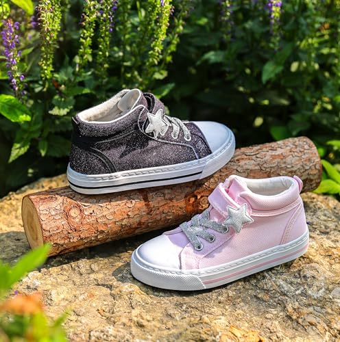 HugRain Toddler Girls Kids Sparkle Fashion Outdoor Walking Sneakers2