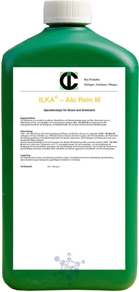 ILKA® - Alu-Rein M Detergente speciale per anodizzazione e verniciatura a polvere | 20 litri | Pulizia di facciate metalliche anodizzate, in alluminio e verniciate a polvere | conc.