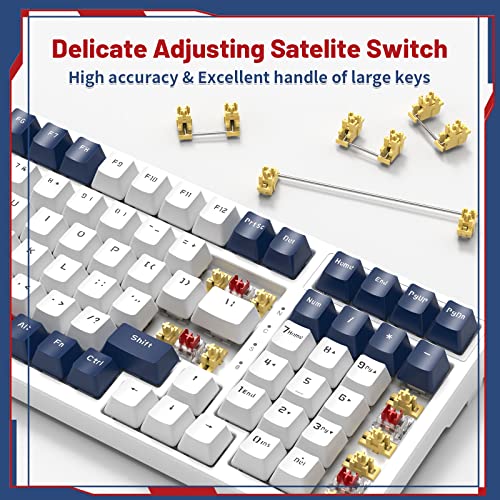 Image of ATTACK SHARK K98 Wireless Mechanical Keyboard with 100 Keys, Tri-Mode BT5.0 /2.4G /USB-C with Coiled Cable, Hot Swappable RGB, Rechargeable, Ergonomic, with Cloud Wrist Rest for MAC /Win-Red Switch