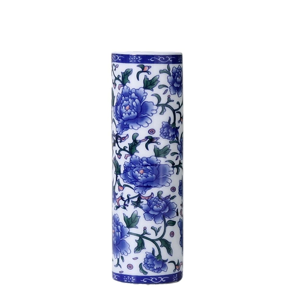 asdchZen Blue And White Porcelain Vase Chinoiserie Decor Mini Craft White Table Decor Ceramic Floral Arrangement Holders Hydroponics Flower Vase Ceramics Household,A
