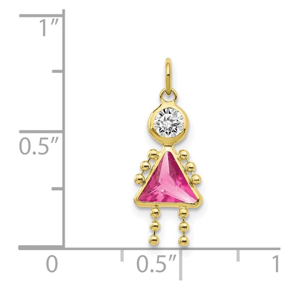 Solid 10K Yellow Gold 20mm Polished January to December Month Birthstone Charm for Pendant Necklace or Bracelet (L-20 mm/0.79 Inch, W-10 mm/ 0.39 Inch): October Birthstone