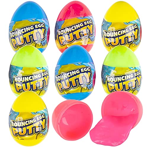 ArtCreativity Silly Putty Eggs for Kids, Set of 8, Pre Filled Easter Eggs with Bouncing Putty Inside, Great as Stress Relief Toys for Kids, and Easter Basket Stuffers Fillers