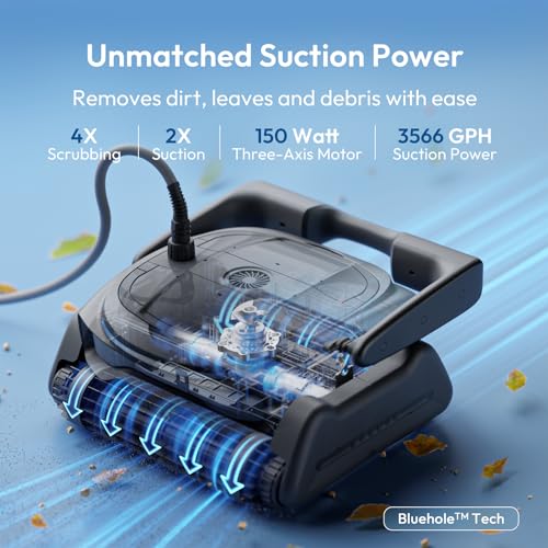 Image of (2026 New) BUBLUE Bubot 800P Gen2 Robotic Pool Vacuum,Cleans Floor /Wall /Waterline /Shallow Area,Powerful Suction Pool Cleaner,Smart Navigation,App Control & Scheduling for Pools up to 1,076 Sq.Ft.Grey