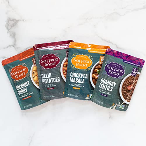 Saffron Road Bombay Lentils Meal Pouch - 6 Pack, 10 Oz Each - Vegan, Gluten-Free, Non Gmo, Halal And Kosher #TOP6