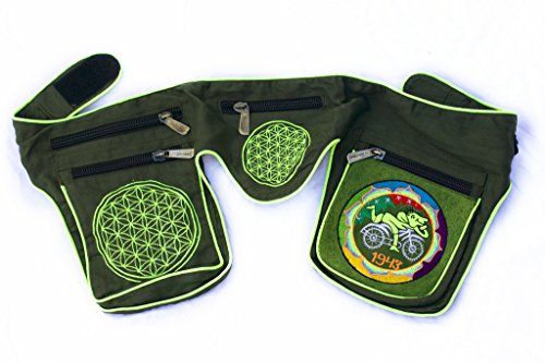 Goa beltbag Hofmann Mandala sac banane fleur de vie sac a bandouliere psychedelique rouge