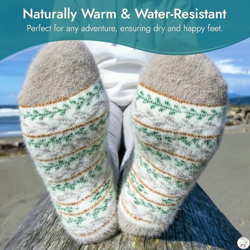 Image of Angora Wool Socks - Machine Washable Dry-Foot Fuzzy Warm Breathable Soft Unisex Indoor /Outdoor Socks for Women and Men