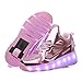 Produktbild XIANGHAIKUI Unisex Kinder LED mit Rollen Sneaker Leuchtend Freizeit Outdoor Sportschuhe USB Aufladen 7 Farbe Blinking Farbwechsel Einzelrad Skateboardschuhe LED Gymnastik Schuhe Junge Mädchen