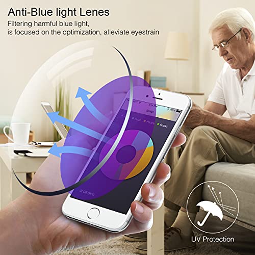 Rimless Spring Hinge Photochromic Bifocal Sunglasses Blue Light Blocking Computer Reading Glasses UV400 Protection Transition Sun Readers Anti Glare Reduce Eyestrain Eyewear Eyeglasses for Men Women - Image 2