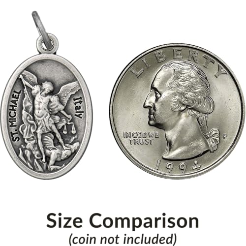 St Michael and Guardian Angel Medal 1" - 100 Count Bulk Pack, Catholic Protection for Police Officers, Firefighters, First Responders, Catholic Gifts for Evangelization3