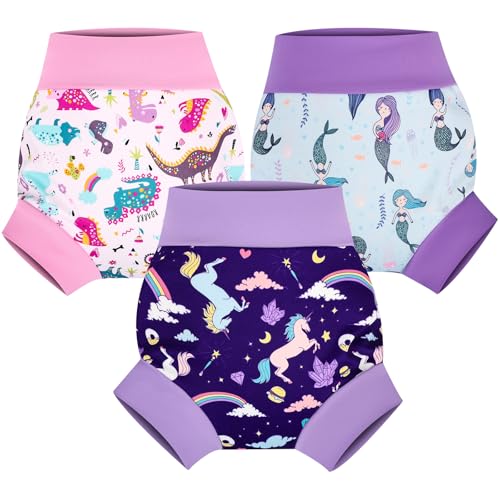 MooMoo Baby Reusable Swim Diapers 3 Pcs Waterproof Swimming Diapers for Baby Swim Lesson 5T