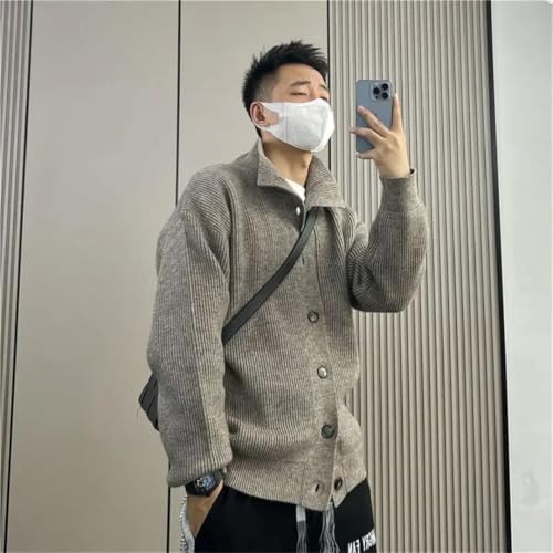 Men Sweater Korean Solid Color Long Sleeve Top Harajuku Cashmere Knit Cardigan Sweaters2