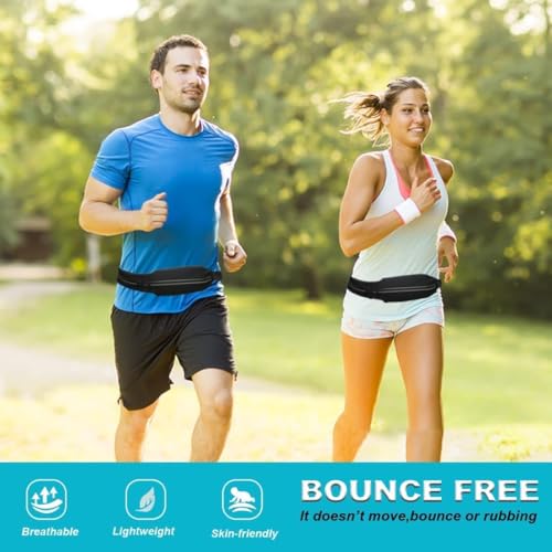 Image of Running Belt with Waterproof Adjustable Elastic Strap, Sweatproof waistpacks with Large Capacity, Perfect for Running and Outdoor Activities, Black, One Size, Sports (Running Belt Grey)