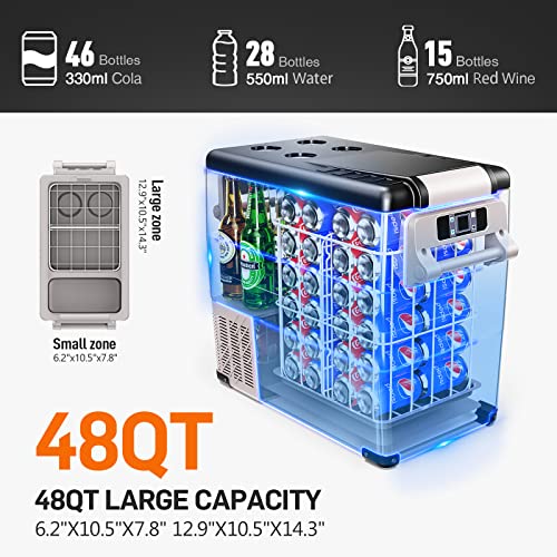 Euhomy 12 Volt Car Refrigerator,48 Quart(45L) Car Fridge Electric Cooler App Control,12V Refrigerator -4℉~68℉ With 12/24V Dc & 110-240V Ac,Portable Refrigerator For Camping,Travel,Rv,Truck,Car,Home #TOP1