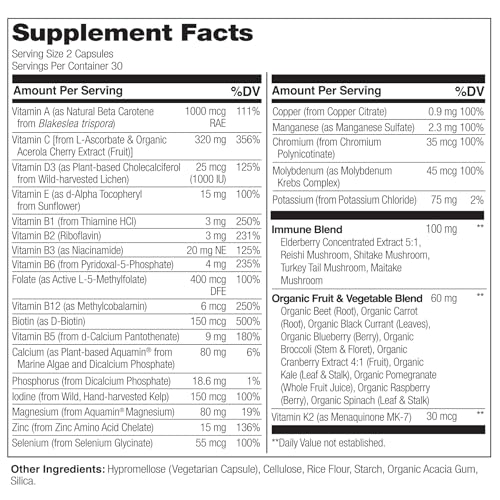 NATURELO Whole Food Multivitamin + Immune Blend