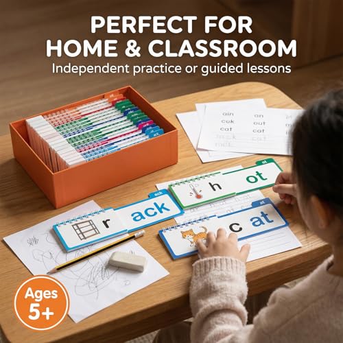 Image of 30 Word Family Build Book & Read and Rhyme Flip Book - Phonics & Sight Words Flash Cards for Preschool /Kindergarten, Fun Learning Tools for Classroom Homeschool to Master Early Reading