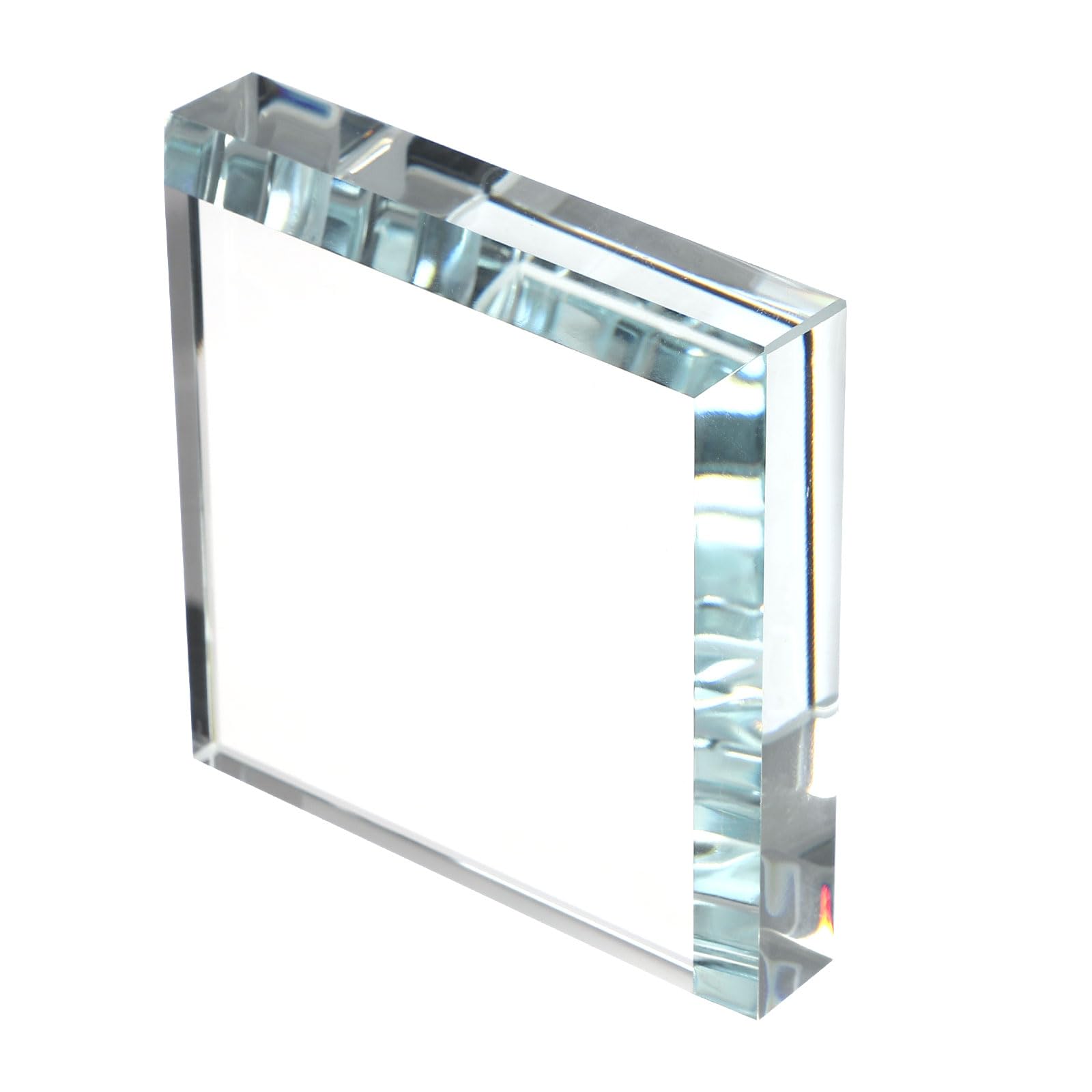 PATIKIL Clear Glass Paperweight, 3.15 x 3.15 x 0.75 Inch Clear Paperweight Decorative for Home Decoration Reading Photography Daily Office Gifts, Clear(Square)