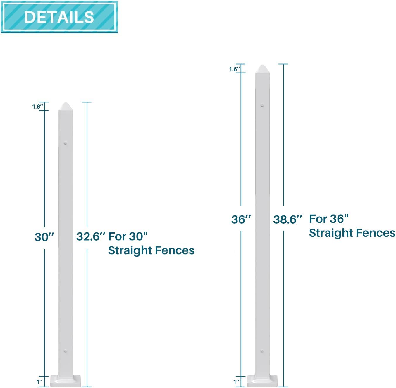Coarbor 30" High PVC Posts Vinyl Picket Fence Post for Decorative Fence PVC Fence column Accessories for Yard, Dogs, Animal Barrier, Outdoor, Garden