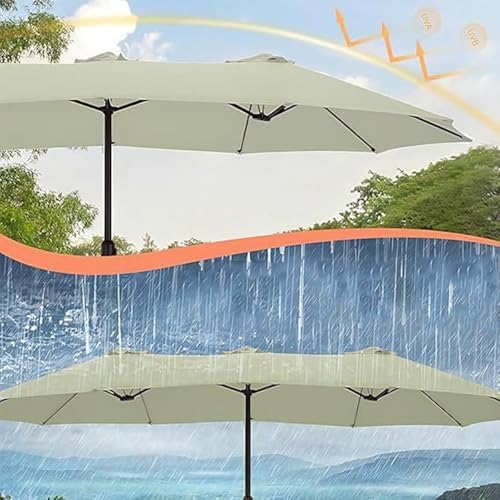 15x9ft Double-Sided Waterproof Umbrella Canopy Replacement - Durable 12-Rib Patio Parasol Cover, Heavy-Duty Sunshade for Outdoor Use, Easy Installation