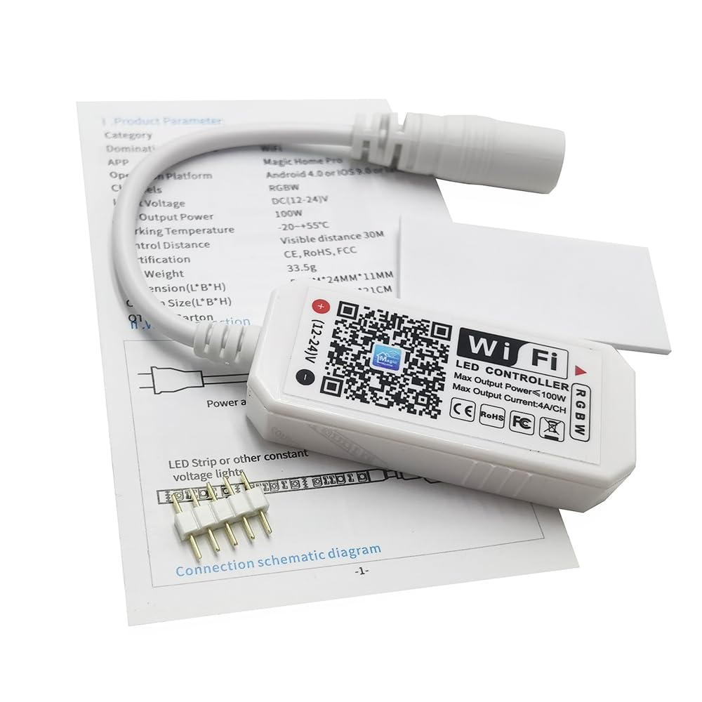 Vrabocry Smart Mini RGBW WiFi Controller DC12-24V for 5pin Led Strip Panel Light Timing Function 16million Colors Smartphone Controller - Image 3