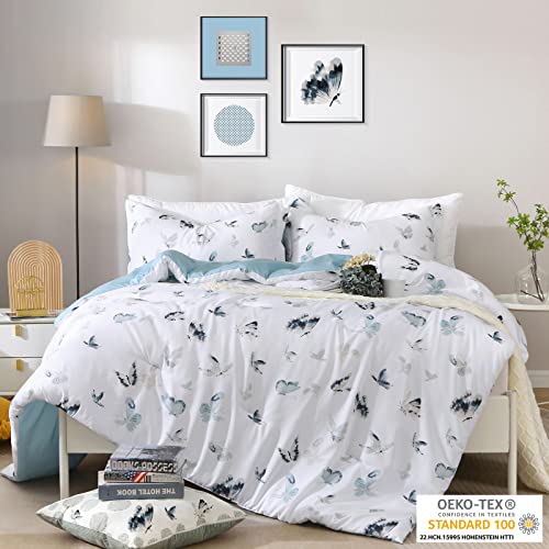 Newspin 3 Pieces Queen Size Butterfly Printed Comforter Set - Reversible Ultra Soft Lightweight Floral Comforter Set All Season Bedding Set With 2 Pillow Shams #TOP1