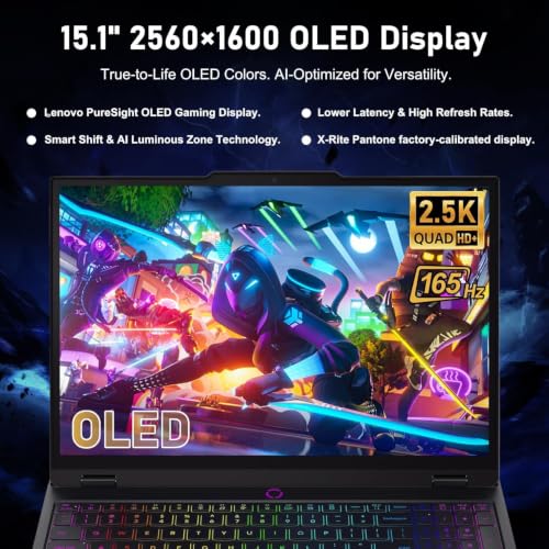 Image of Lenovo Legion 5 Gaming Laptop, Intel Core i9-14900HX(Up to 5.8GHz) | GeForce RTX 5070 | 15.1 inch WQXGA (2560x1600) OLED 165Hz Display | 32GB DDR5 RAM, 2TB PCIe SSD | Wi-Fi 7, RJ-45 | Win 11