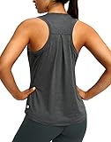 Women's Workout Tops Racerback Athletic Tank Tops Sleeveless Loose Fit Yoga Running Gym Shirts for Women(Charcoal,M)
