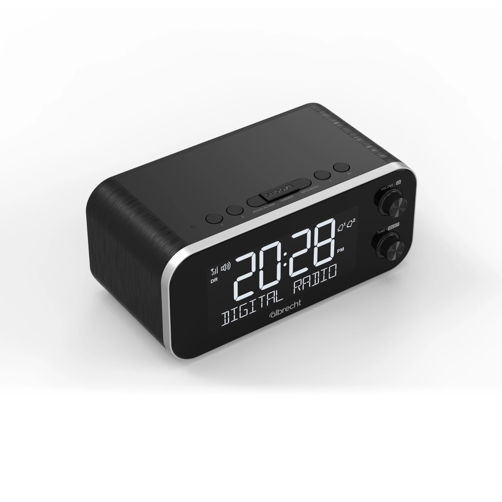 Albrecht DR 455 Radiowecker DAB+ und UKW | ASA Alarmfunktion für Sicherheitsmeldungen | 5-Zoll-Display abschaltbar | Crescendo & Snooze